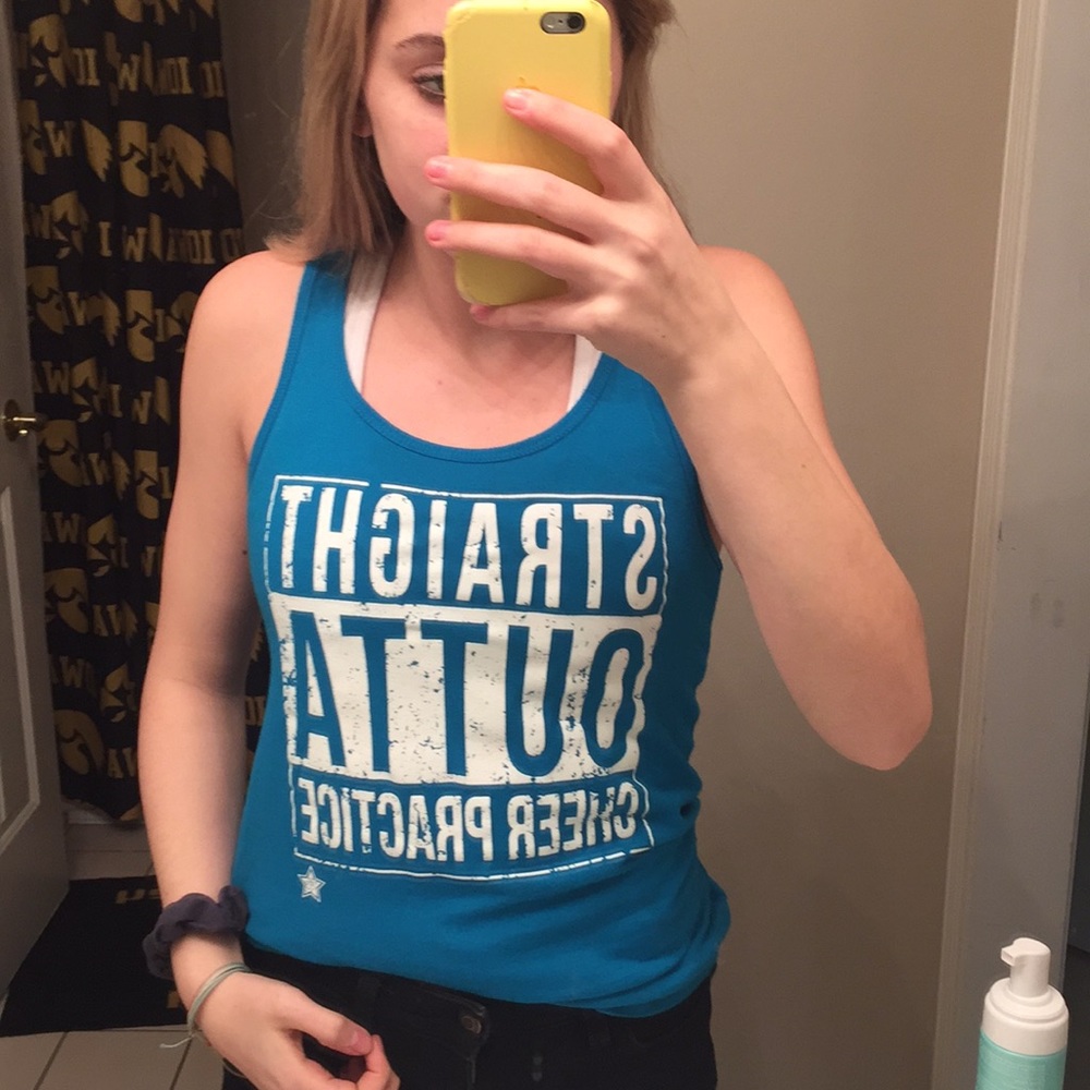 “Straight outta cheer practice tank”